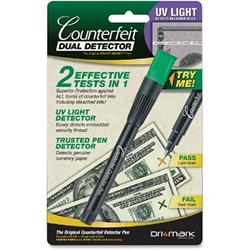 Dri Mark Dual Counterfeit Bill Detector Pen With UV Light Counterfeit Bill Detector, Counterfeit Pen