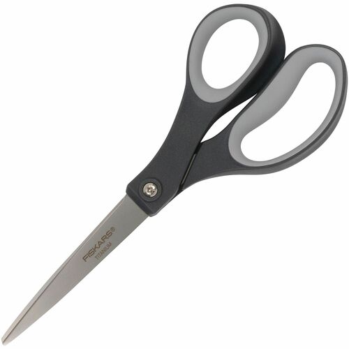 Fiskars Titanium Soft Grip Scissors 8" Pointed Scissors, Grey 2/pk Scissors