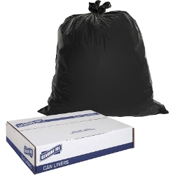 Genuine Joe Heavy-Duty Trash Can Liners, 60 gal, Black, 50/Box Large Trash Bags, 60 gal trash bags