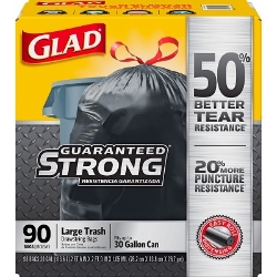 Glad Drawstring Trash Bags, 30 gal, 90/Box, Black glad Trash Bags, 30 gal trash bags