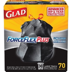 Glad ForceFlex Drawstring Trash Bags, 30 gal, 70/Box, Black glad Trash Bags, 30 gal trash bags