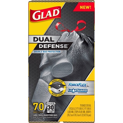 Glad Dual Defense 30 Gal. Large Black Trash Bag (25-Count) - Power Townsend  Company