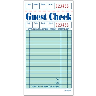 Hawaii/Alaska Single-Part Green GC3616 Guest Checks - 2,000 checks  