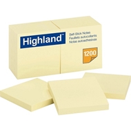 Highland Self-Stick Note Pads 3" x 3", Yellow, 12 Pads/Pack 