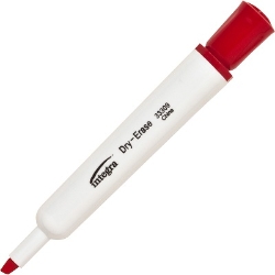 Integra Dry-Erase Markers, Red, Chisel Tip, 12/Pack dry-Erase Markers