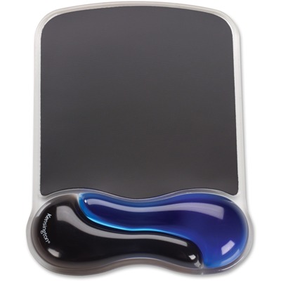 Kensington Duo Gel Wave Mouse Pad Wrist Pillow, Black and Blue mouse pad, black mouse pad, gel mouse pad, mouse wrist gel pad