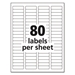 Avery Address Labels, 1/2" x 1 3/4", White, 2000/Pack, Laser or Inkjet - MLA5267L