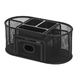 Lorell Mesh Steel Desktop Organizer, Black Desktop Organizer