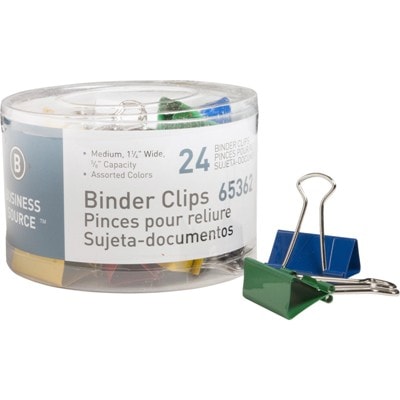 Medium Fold-Back Binder Clips, Assorted Colors, 24/Box color medium Binder Clips, assorted colors Binder Clips, bsn 65362, cheap binder clips