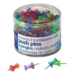 OIC Translucent Push Pins, Assorted Colors, 200/Pack push pins, color push pins