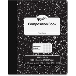 Pacon Composition Book, Quadrille Ruled, Black composition book, quadrille composition book