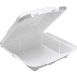 Pactiv 1-Compartment Foam Take-Out Container, 8.4" x 8.2", 150/Case foam Take-Out Box, carry out container, Styrofoam container