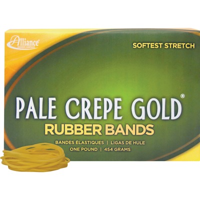 Pale Crepe Gold Rubber Bands - Size #16 - 1 lb. Box Rubber Bands, #16 rubber bands