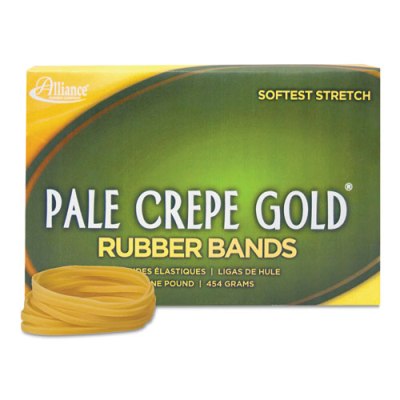 Pale Crepe Gold Rubber Bands - Size #33 - 1 lb. Box Rubber Bands, #33 rubber bands