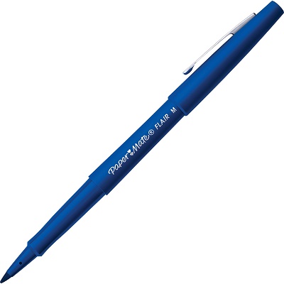 Paper Mate Flair Point Guard Felt Tip Marker Pens, Blue, 12/Pack