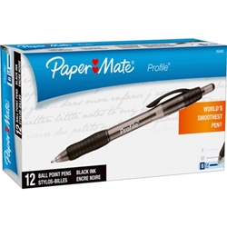 Paper Mate Retractable Profile Ballpoint Pens, Black, 12/Pack black pens, papermate pens, retractable pens