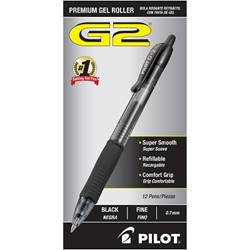 Pilot G2 Retractable Gel Ink Rollerball Pens, Black, 12/Pack black pens, gel pens, retractable pens