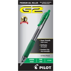 Pilot G2 Retractable Gel Ink Rollerball Pens, Green, 12/Pack Green pens, Green gel pens, retractable pens