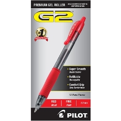 Pilot G2 Retractable Gel Ink Rollerball Pens, Red, 12/Pack Red pens, Red gel pens, retractable pens