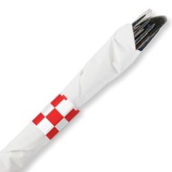 Red & White Checkered Paper Napkin Bands Rings 1,000/Pack Red and White Checkered napkin bands, restaurant napkin bands, adhesive napkin bands, checkered paper napkin bands, self-adhering napkin bands
