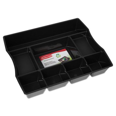 Rubbermaid® Director Plastic 7-Compartment Storage Drawer Organizer Tray, 2  6/16, 16 x 12, Black