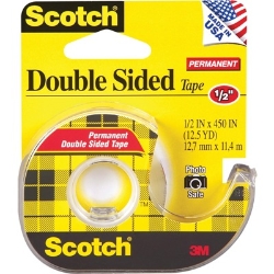 Scotch Double-Sided Permanent Tape w/Hand Dispenser, Clear Double-Sided Tape
