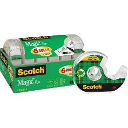 Scotch Magic Tape Dispenser, 3/4" x 54", 6/Pack Tape with Dispenser
