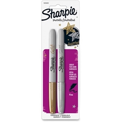 Sharpie Metallic Permanent Marker, Fine Tip, Gold & Silver, 2/Pack metallic sharpie markers, gold permanent marker, san1829202, gold sharpies
