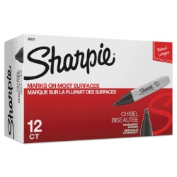 Sharpie Pen-Style Permanent Marker, Chisel Tip, Black, 12/Box Sharpie, markers
