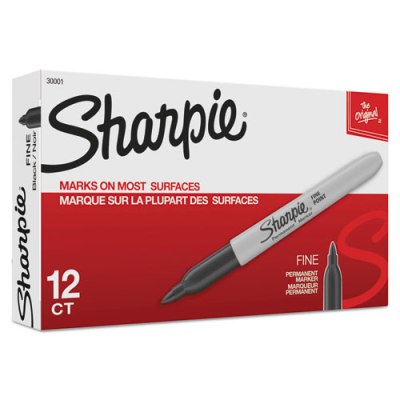 Sharpie Pen-Style Permanent Marker, Fine Tip, Black, 12/Box, #MMSHRMRKFB12