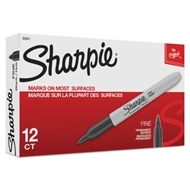 Sharpie Pen-Style Permanent Marker, Fine Tip, Black, 12/Box