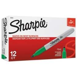Sharpie Pen-Style Permanent Marker, Fine Tip, Green, 12/Box Sharpie markers, green permanent marker, san30004, fine point sharpie