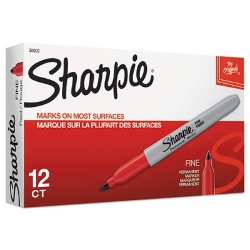 Sharpie Pen-Style Permanent Marker, Fine Tip, Red, 12/Box Sharpie markers, red permanent marker, san30002, fine point sharpie