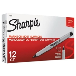 Sharpie Pen-Style Permanent Marker, Ultra-Fine Tip, Black, 12/Box Sharpie, markers