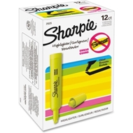 Sharpie Smear Guard Tank Style Highlighters, Yellow, Chisel Tip, 12/Pack