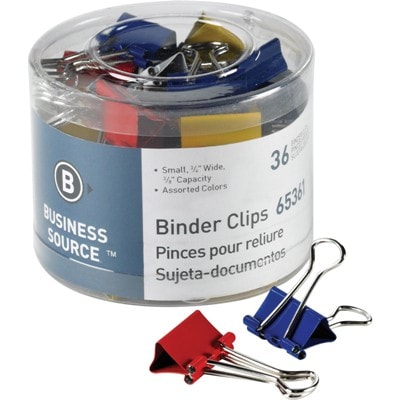 Small Fold-Back Binder Clips, Assorted Colors, 36/Box colorful small Binder Clips, assorted colors Binder Clips, bsn 65361, cheap binder clips