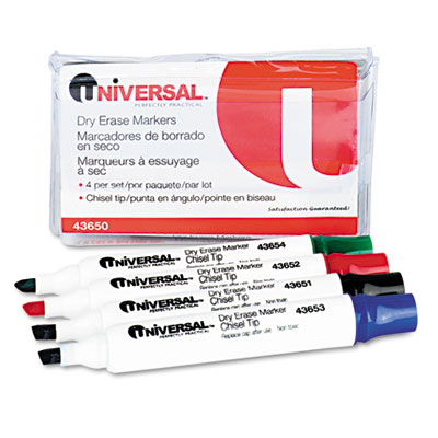 Integra Dry-Erase Marker Set, Chisel Tip, 4/Pack dry-Erase Markers