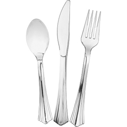 WNA Comet Heavyweight Plastic Cutlery, Silver, 75/Pack plastic cutlery, silver plastic cutlery