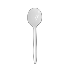 White Disposable Soup Spoons, Medium Weight, Polypropylene, 1,000/Case white plastic soup spoons, restaurant disposable spoons, bulk plastic spoons, to go cutlery, carry out spoons