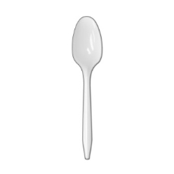 White Disposable Teaspoons, Medium Weight, Polypropylene, 1,000/Case white plastic spoons, restaurant disposable teaspoons, bulk plastic spoons, to go cutlery, disposable white teaspoons