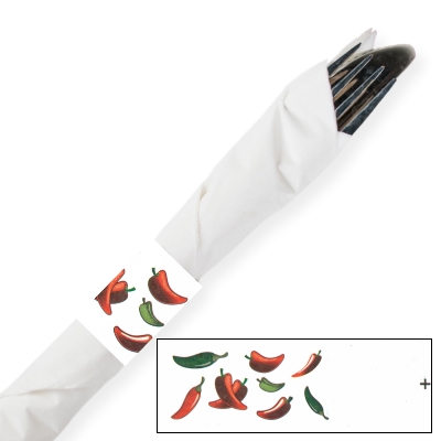 White and Red Chili Pepper Paper Napkin Band Wraps