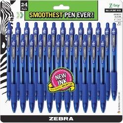 Zebra Pen Z-Grip Retractable Ballpoint Pens, Blue, 24/Pack black pens, ballpoint pens, retractable pens
