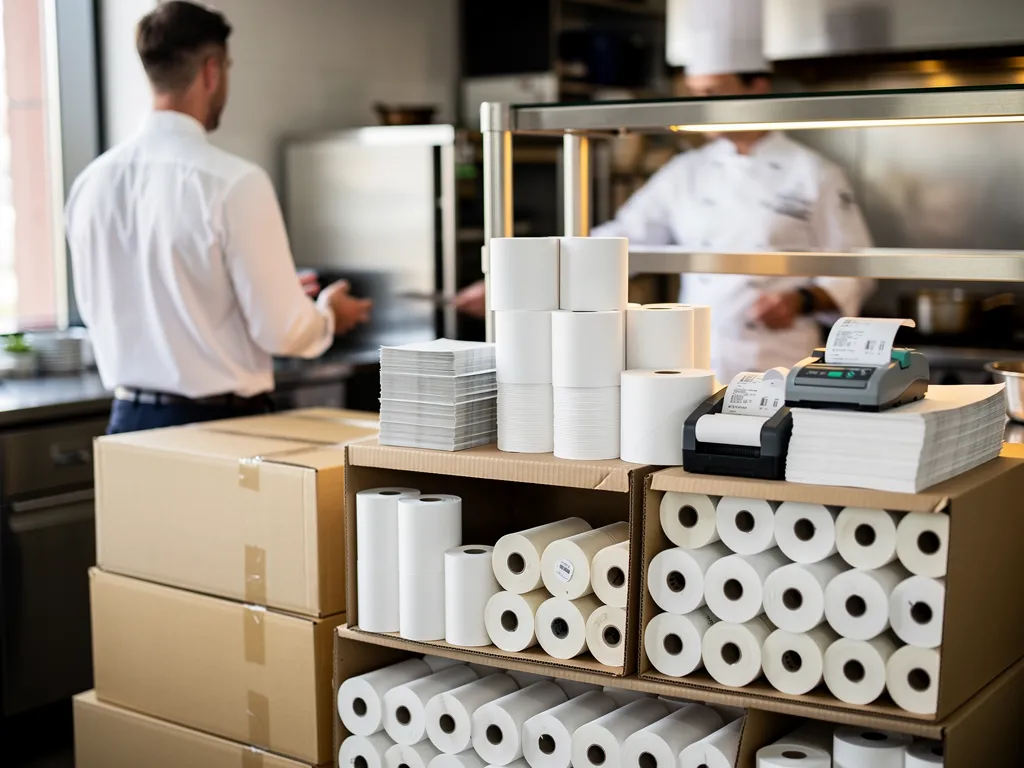 Two restaurant chiefs stocking essential kitchen supplies