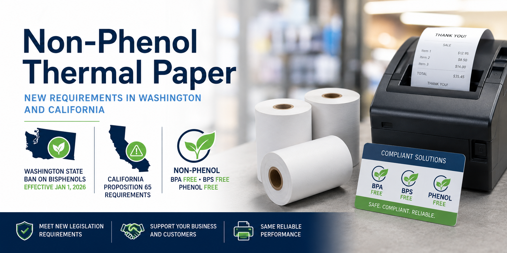 Non Phenol Thermal Paper compliance annoucement hero banner