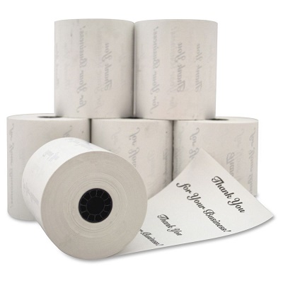 Pre-printed Thank You thermal receipt paper rolls, 3 1/8 x 230, 48 per box